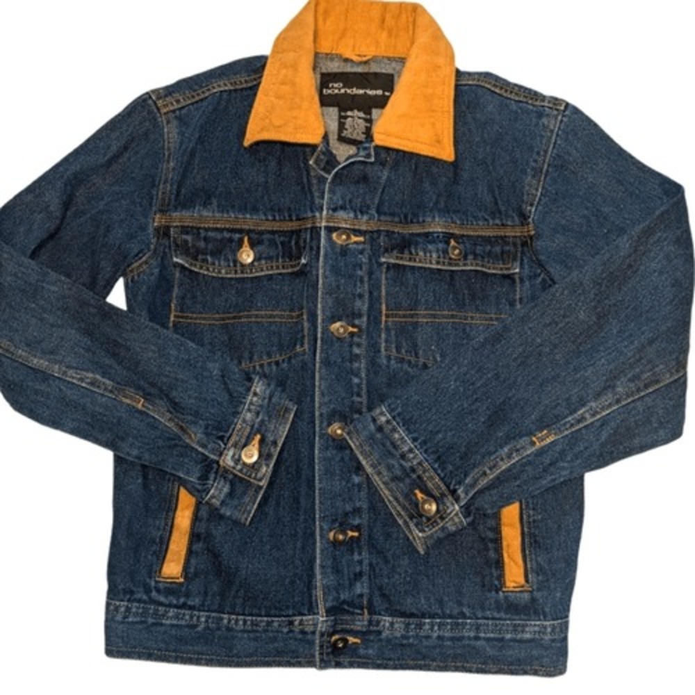 Y2K vintage No boundaries blue‎ denim & suede jacket youth 12